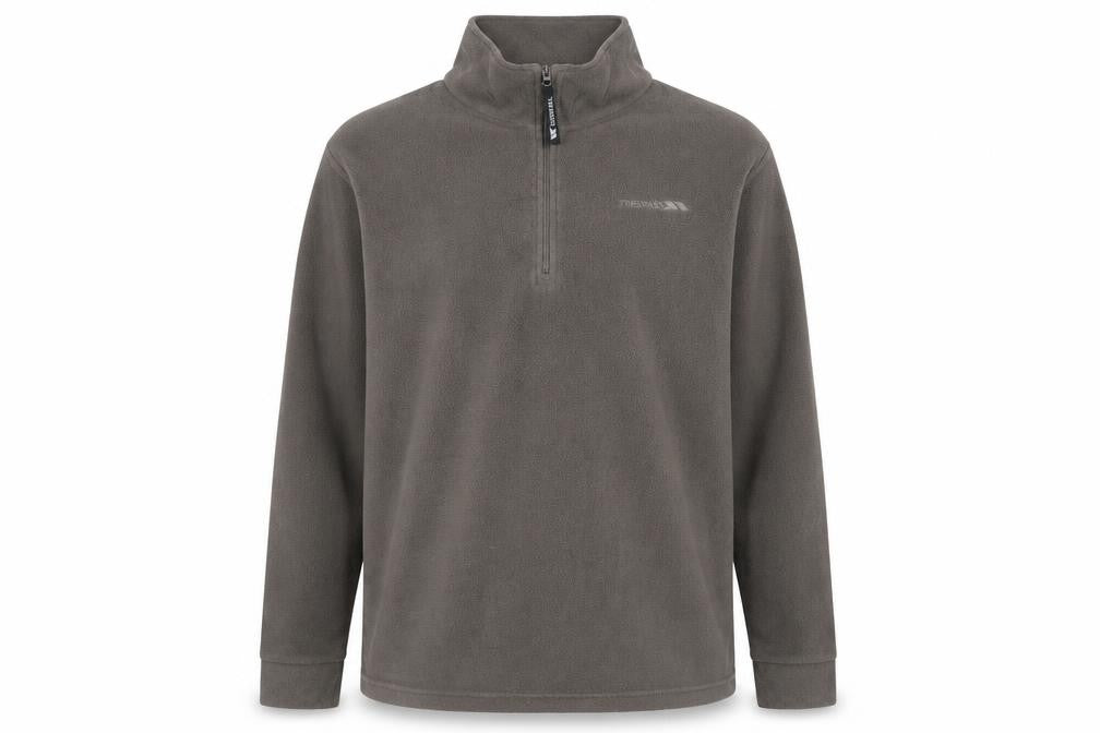 Front view of Trespass Men's Brown Fleece 1/2 Zip Pullover Sweatshirt XL