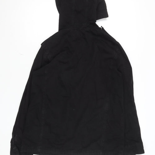 Topshop Women's Black Hooded Cotton Parka Jacket UK 10