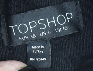 Topshop Women's Black Hooded Cotton Parka Jacket UK 10