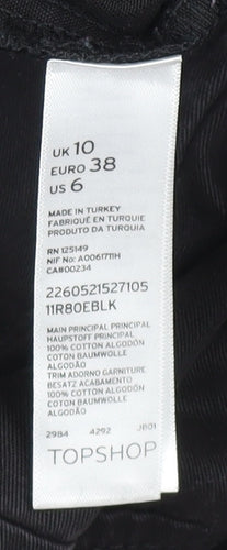 Topshop Women's Black Hooded Cotton Parka Jacket UK 10