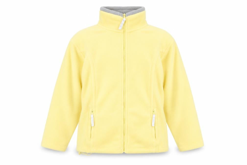 Front view of DC Casuals Men's Yellow Fleece Full Zip Jacket, size S, Regular Fit