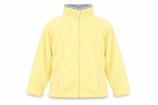 Front view of DC Casuals Men's Yellow Fleece Full Zip Jacket, size S, Regular Fit