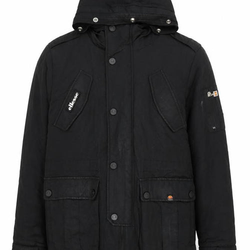 Ellesse Men's Black S Hooded Parka Jacket with Logo | Winter Coat