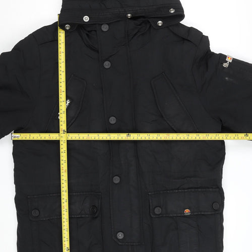 Ellesse Men's Black S Hooded Parka Jacket with Logo | Winter Coat