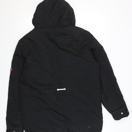 Ellesse Men's Black S Hooded Parka Jacket with Logo | Winter Coat