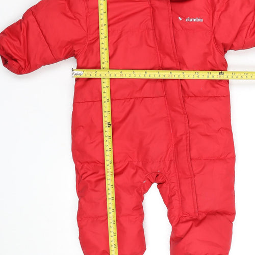 Columbia Unisex Baby Red Puffer Snowsuit 3-6 Months Hooded Winter Down