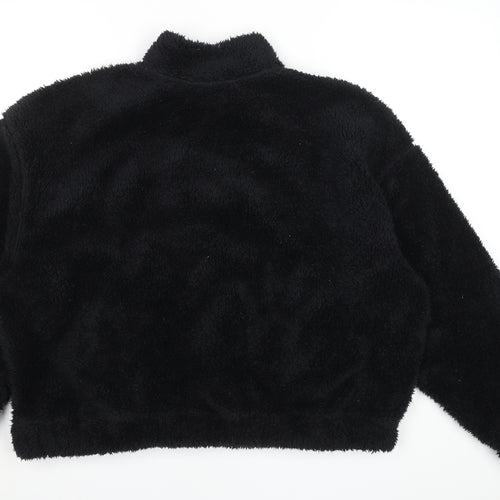 H&M Women Black Fleece Half Zip Pullover Sweatshirt Size M