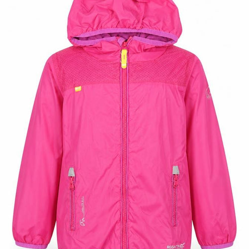 Regatta Girls Pink Hooded Rain Coat Jacket 3-4 Years Waterproof Outdoor
