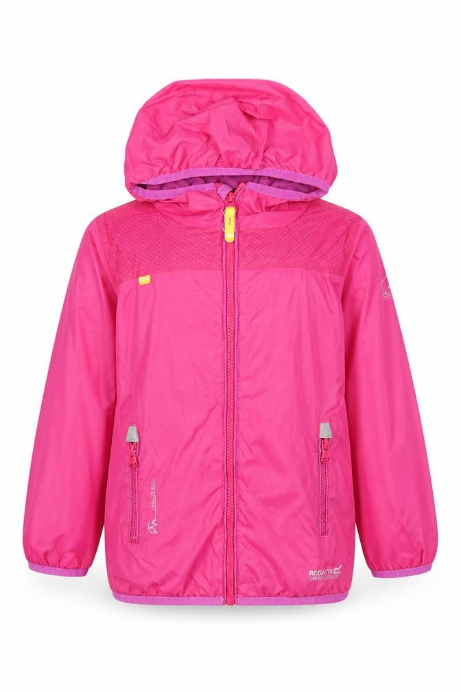 Regatta Girls Pink Hooded Rain Coat Jacket 3-4 Years Waterproof Outdoor