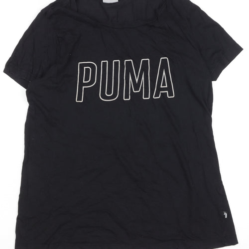 Puma Women's Black Basic Crew Neck Cotton Modal T-Shirt Size 16