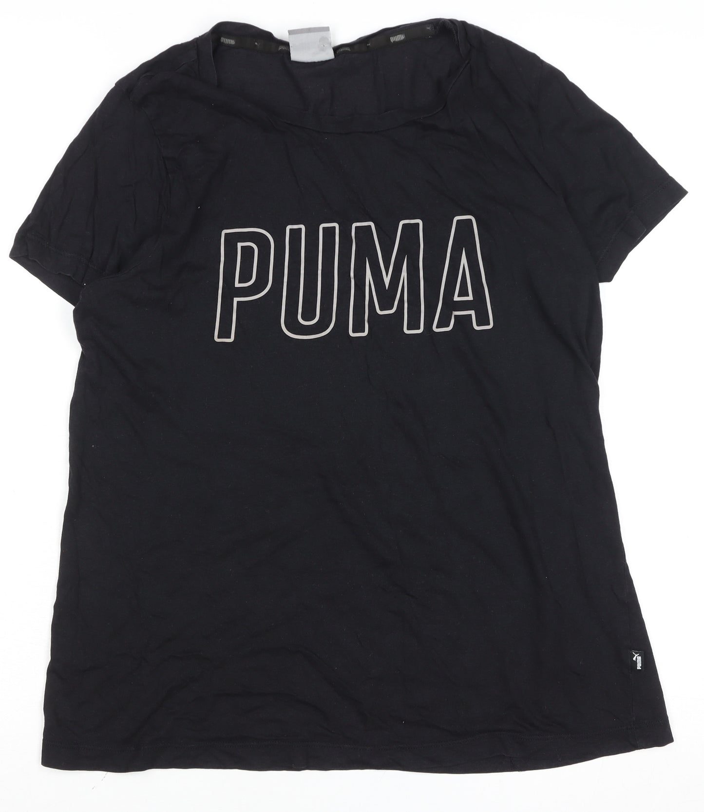 Puma Women's Black Basic Crew Neck Cotton Modal T-Shirt Size 16
