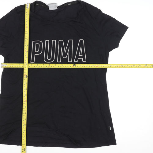 Puma Women's Black Basic Crew Neck Cotton Modal T-Shirt Size 16