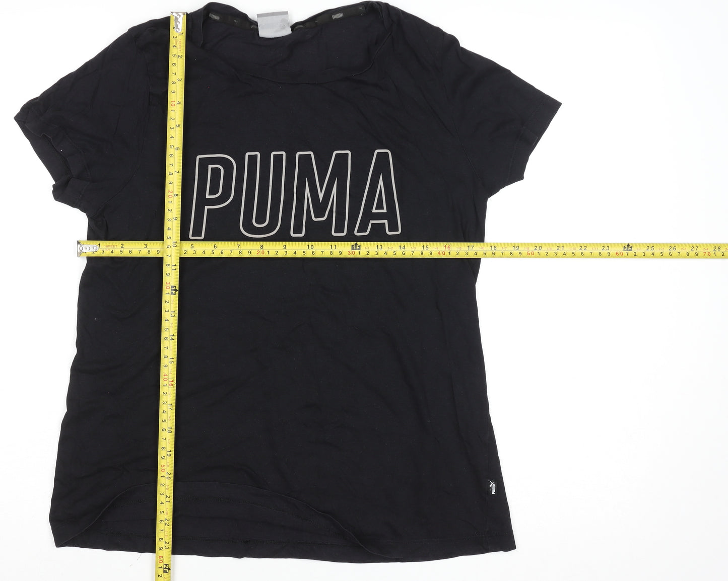 Puma Women's Black Basic Crew Neck Cotton Modal T-Shirt Size 16