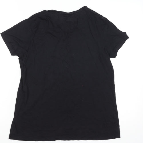 Puma Women's Black Basic Crew Neck Cotton Modal T-Shirt Size 16