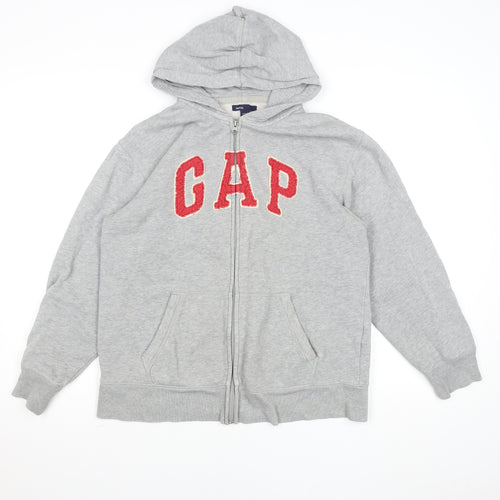 GAP Kids Boys Grey Full Zip Hooded Fleece Jacket Size 13 Years