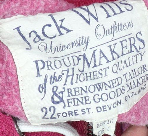 Jack Wills Womens Pink Full Zip Hoodie UK 10 Cotton Blend