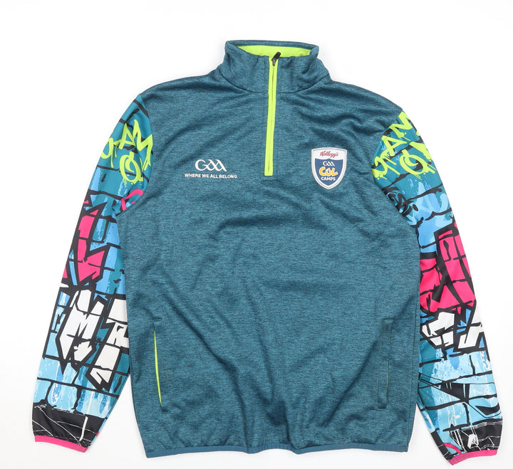 Masita Teens Blue Graphic 1/4 Zip Sports Sweatshirt Size S