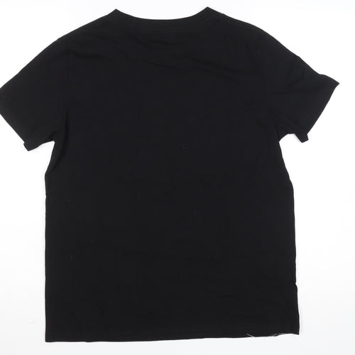 TH Mens Black L Funny Retro Graphic Print Cotton T-Shirt