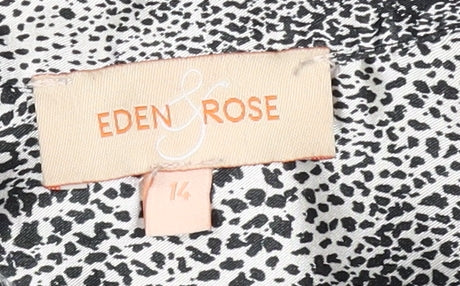 Eden & Rose Women's Black Animal Print Long Sleeve Button-Up Shirt Size 14