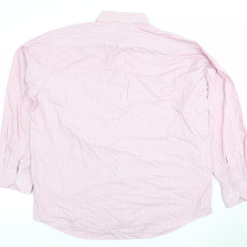 Hoofly Henry Men's Pink Striped Button-Up Shirt Size 18in Classic Fit