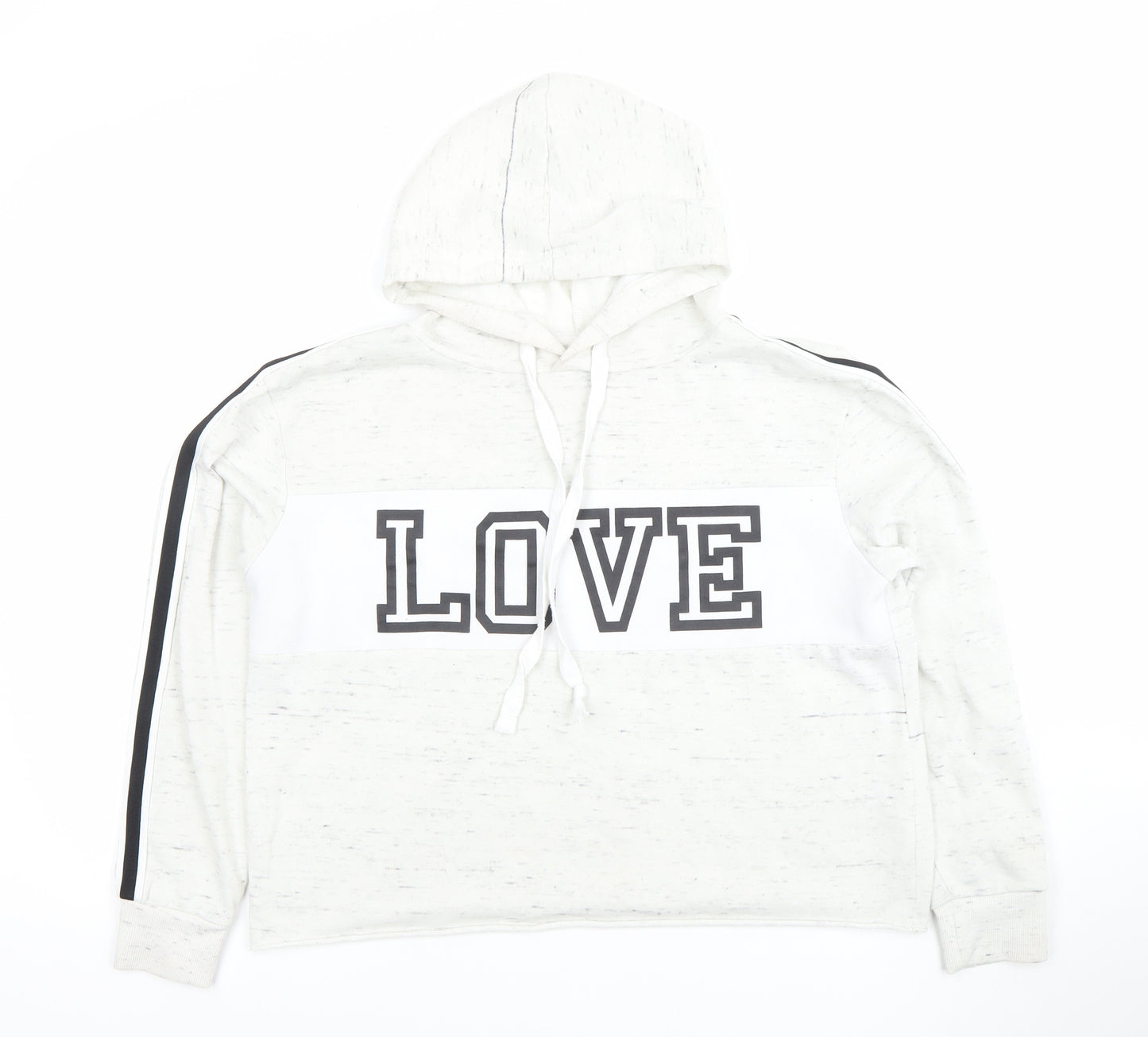 Hollis Women White Pullover Hoodie LOVE Graphic Size M