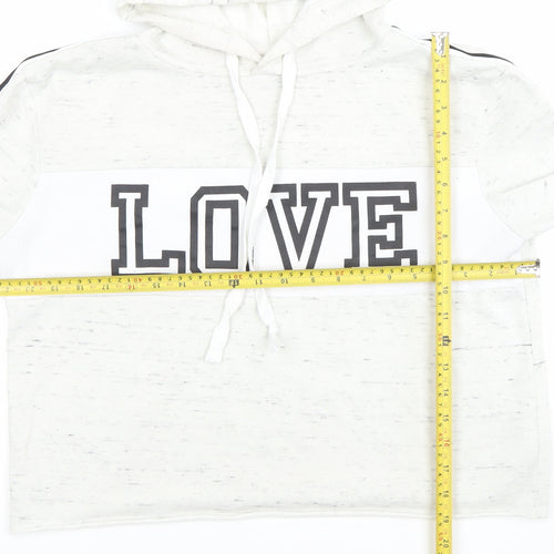 Hollis Women White Pullover Hoodie LOVE Graphic Size M