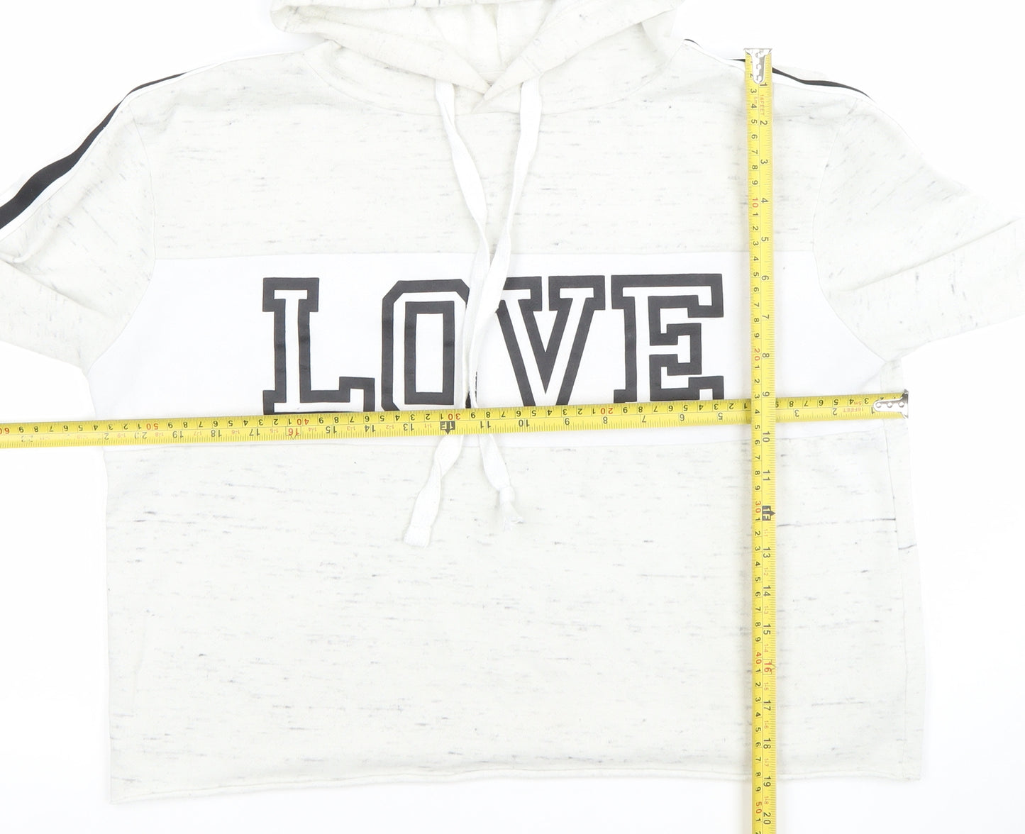 Hollis Women White Pullover Hoodie LOVE Graphic Size M