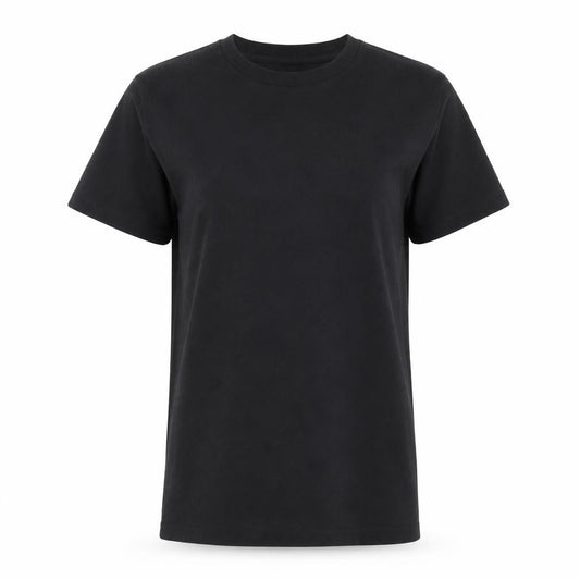 Front view of Zara Trafaluc Women's Black Cotton Blend Short Sleeve Basic T-Shirt, size S