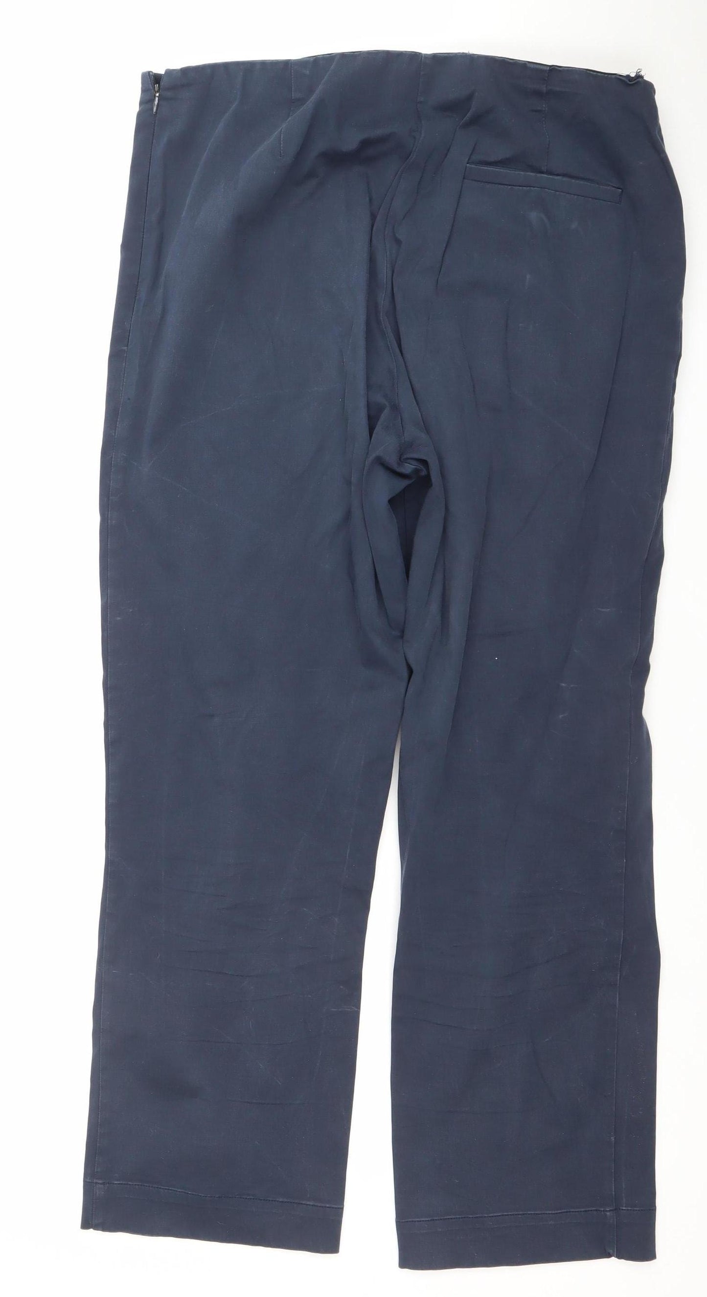 Carolyn Donnelly The Edit Women's Blue Viscose Straight Trousers UK 16