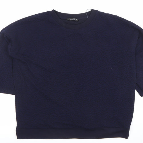 Dunnes Women Navy Blue Textured 3/4 Sleeve Jersey Top Size S