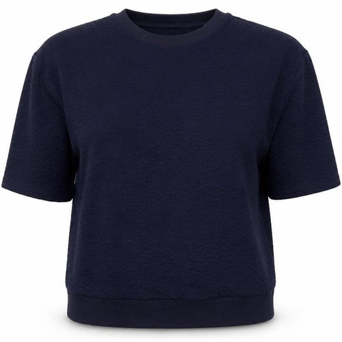 Dunnes Women Navy Blue Textured 3/4 Sleeve Jersey Top Size S