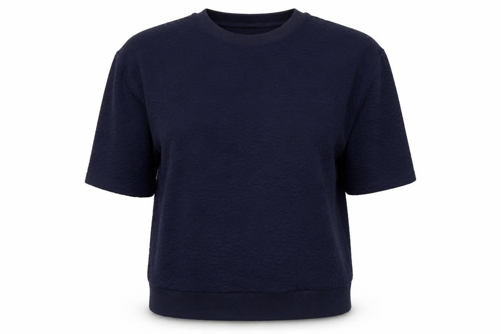 Dunnes Women Navy Blue Textured 3/4 Sleeve Jersey Top Size S
