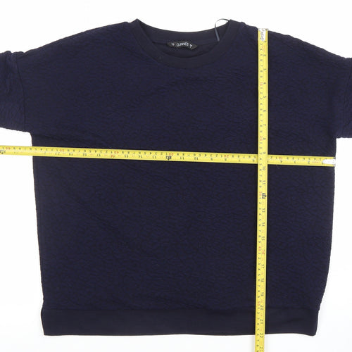 Dunnes Women Navy Blue Textured 3/4 Sleeve Jersey Top Size S