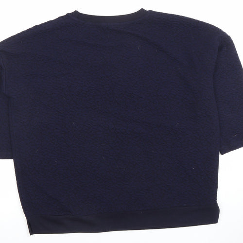 Dunnes Women Navy Blue Textured 3/4 Sleeve Jersey Top Size S
