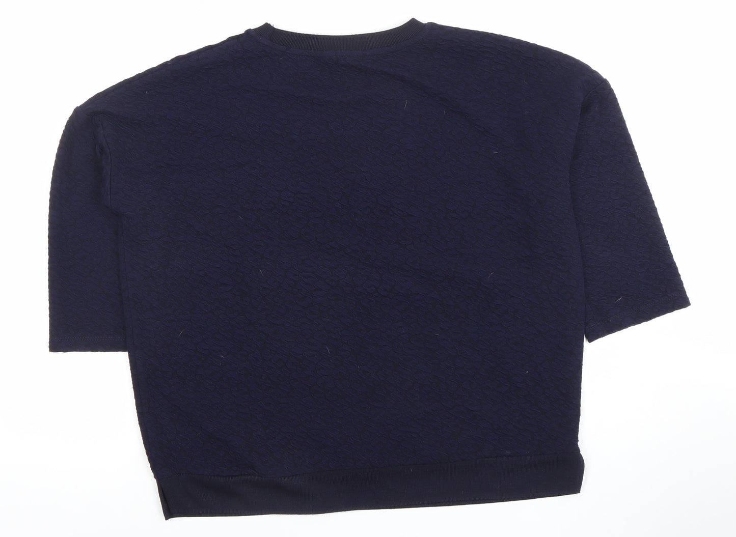 Dunnes Women Navy Blue Textured 3/4 Sleeve Jersey Top Size S