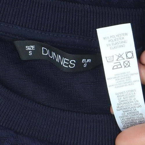 Dunnes Women Navy Blue Textured 3/4 Sleeve Jersey Top Size S