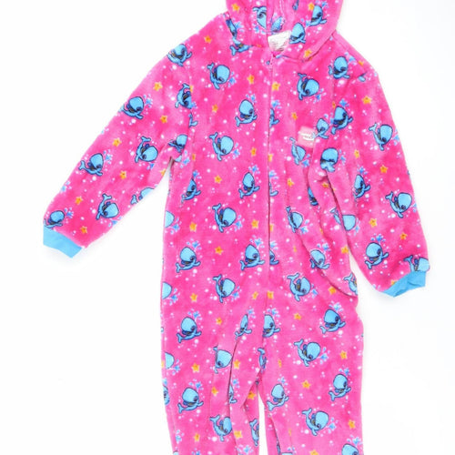 Water Babies Girls Pink Whale Fleece Jumpsuit 2-3 Years Hooded Zip Up