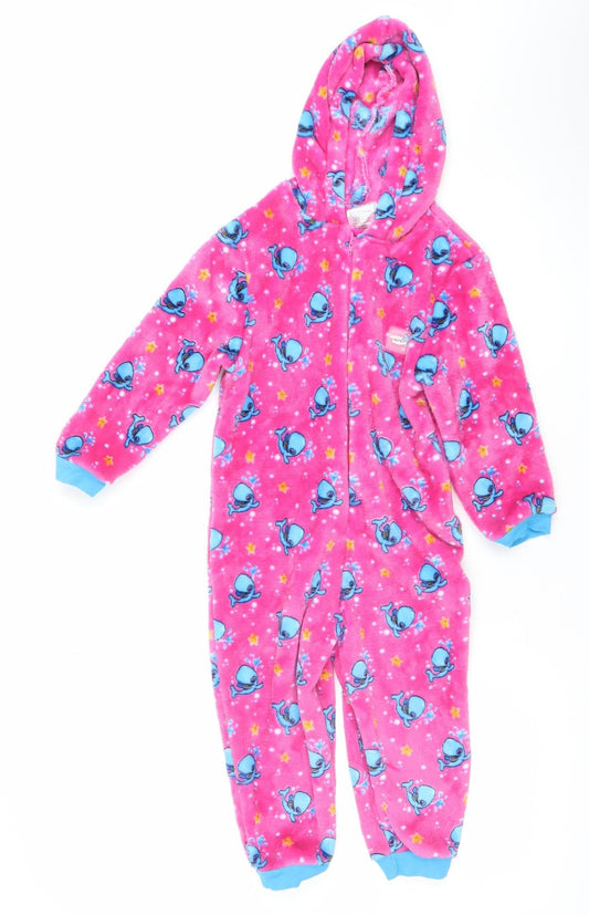 Water Babies Girls Pink Whale Fleece Jumpsuit 2-3 Years Hooded Zip Up