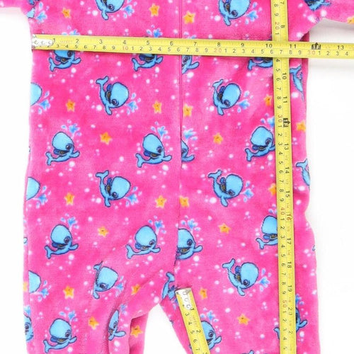 Water Babies Girls Pink Whale Fleece Jumpsuit 2-3 Years Hooded Zip Up