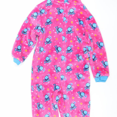 Water Babies Girls Pink Whale Fleece Jumpsuit 2-3 Years Hooded Zip Up