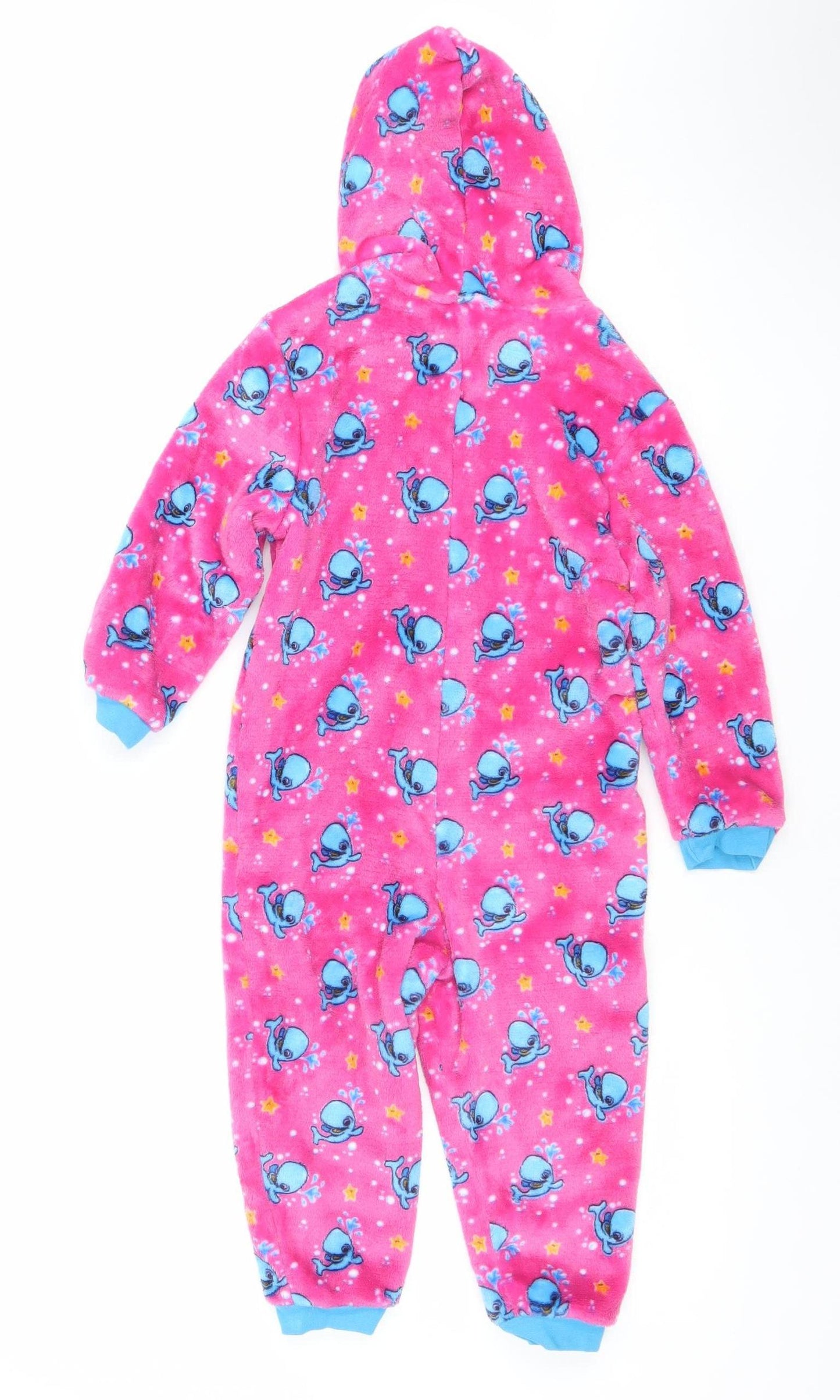 Water Babies Girls Pink Whale Fleece Jumpsuit 2-3 Years Hooded Zip Up