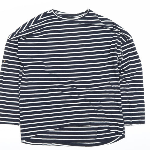 Mohito Women's Blue Striped Long Sleeve Cotton Jersey Top Size M