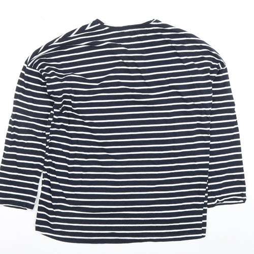 Mohito Women's Blue Striped Long Sleeve Cotton Jersey Top Size M