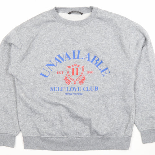 Dunnes Women’s Grey Graphic Crew Neck Pullover Sweatshirt Size S