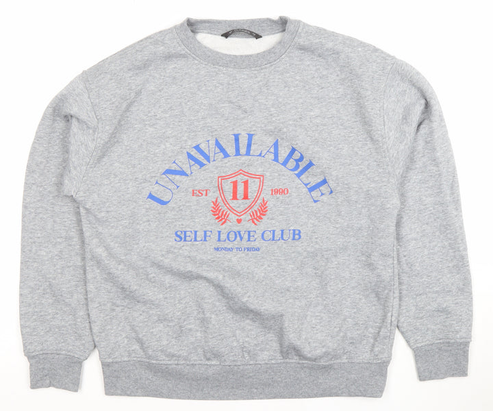 Dunnes Women’s Grey Graphic Crew Neck Pullover Sweatshirt Size S