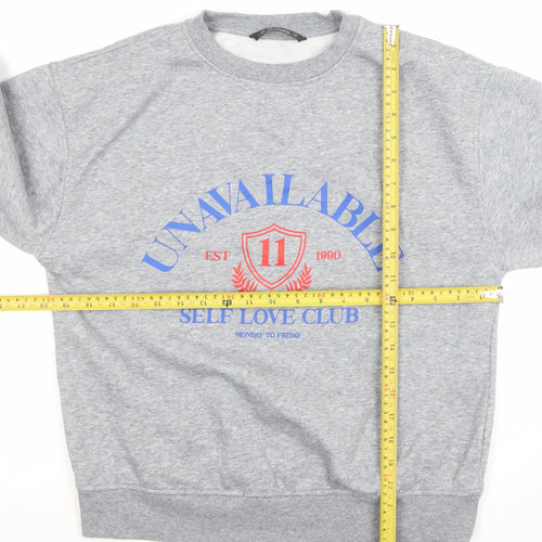 Dunnes Women’s Grey Graphic Crew Neck Pullover Sweatshirt Size S