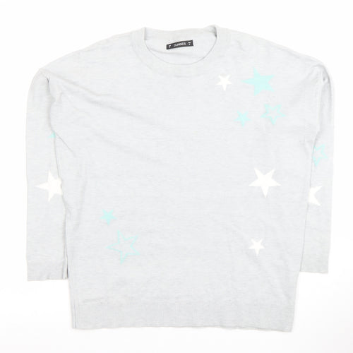Dunnes Women’s Grey Star Print Crew Neck Knit Jumper Size M