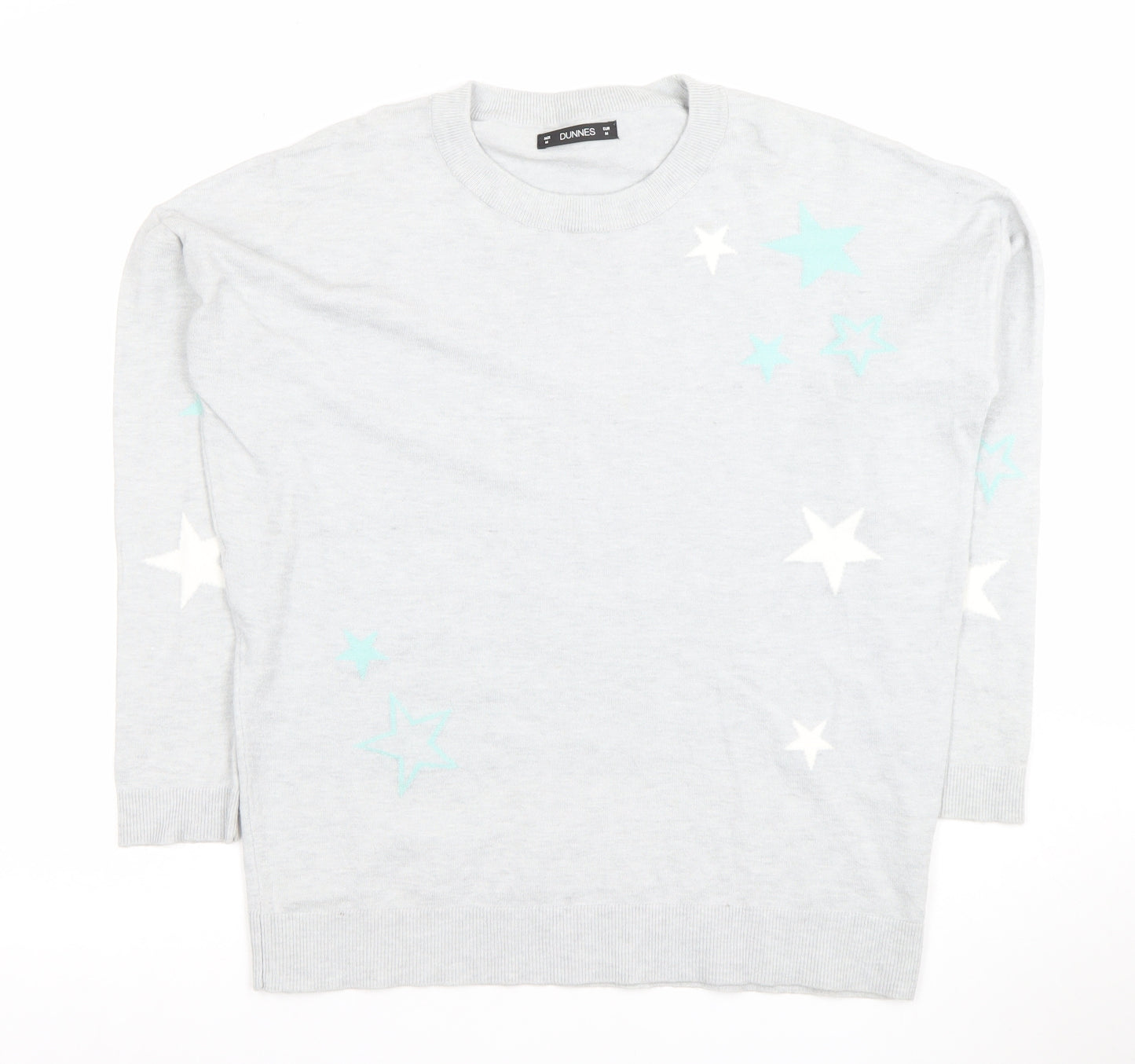 Dunnes Women’s Grey Star Print Crew Neck Knit Jumper Size M