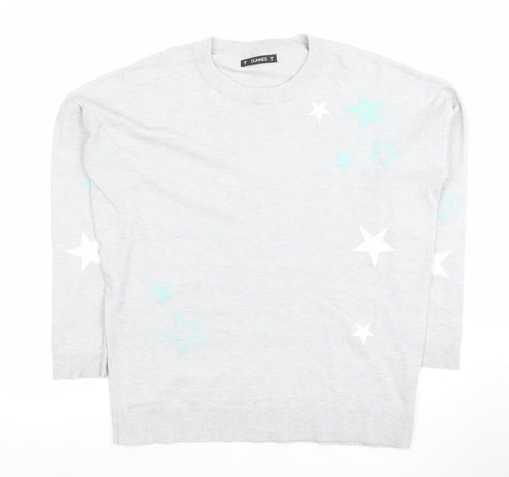 Dunnes Women’s Grey Star Print Crew Neck Knit Jumper Size M