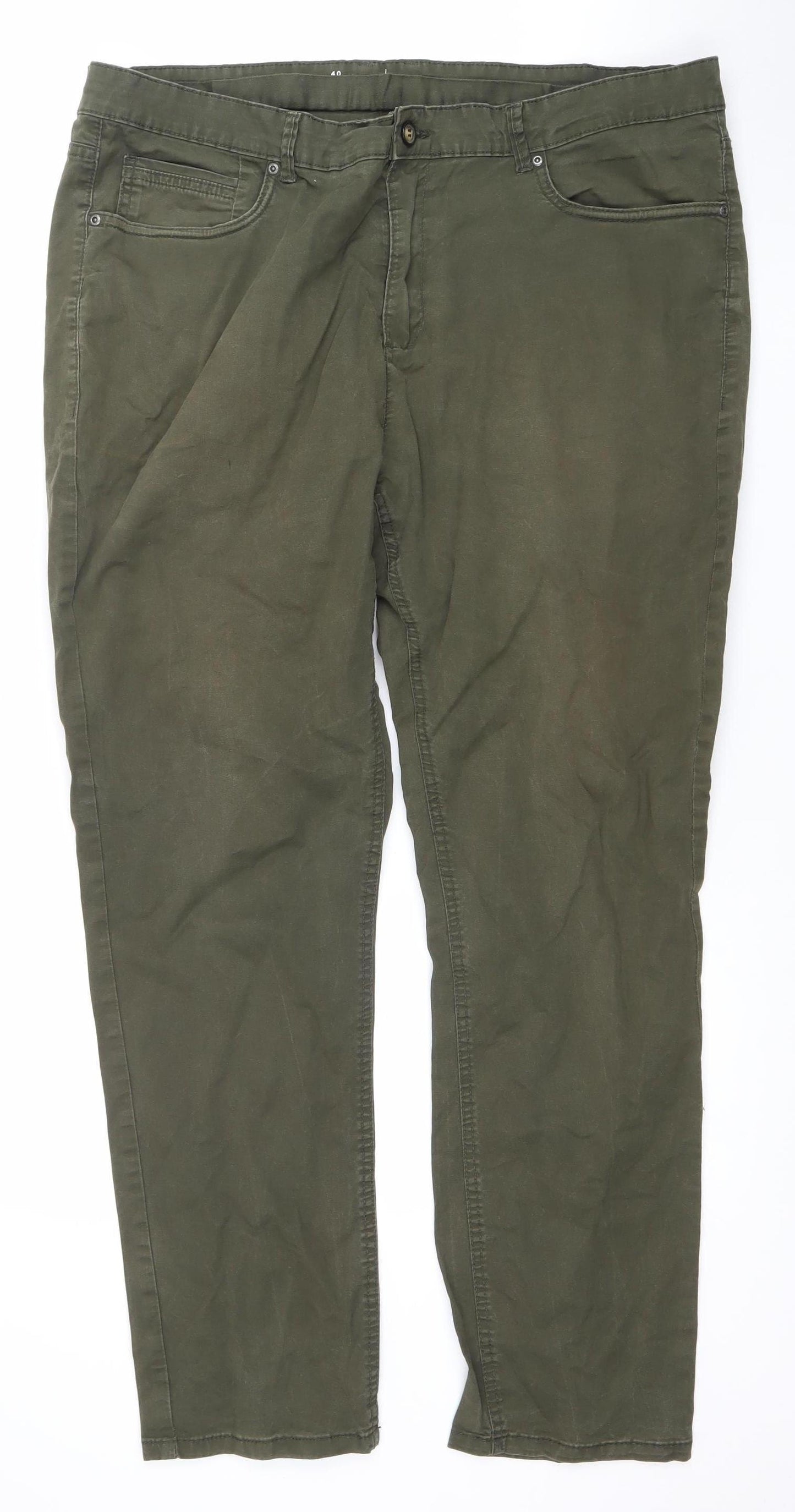 Max Men's Green Slim Fit 5-Pocket Chino Trousers Size 40